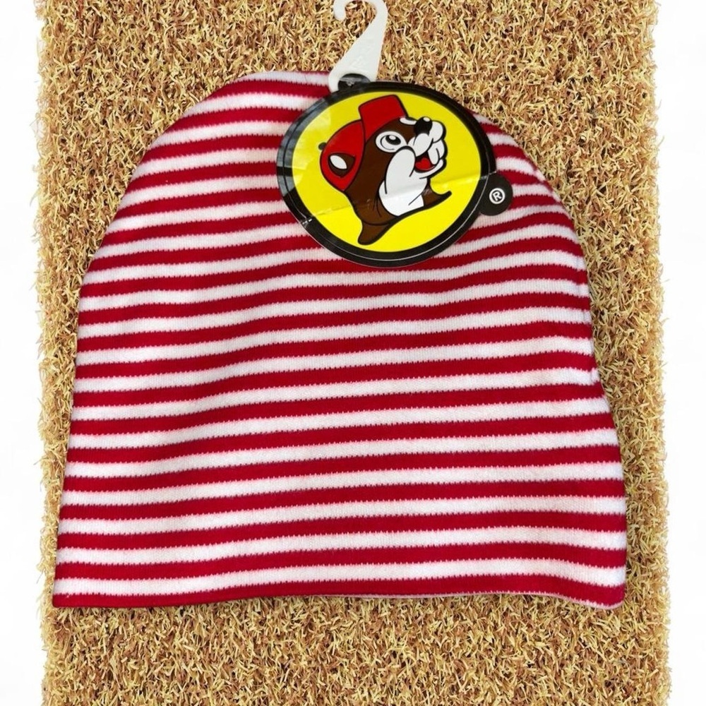 Striped Red and White Baby Beanie - Picture 2 of 2